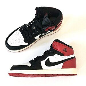 Kids' 2.5 Youth Air Jordan 1 Retro High OG Black Toe Shoes Sneakers